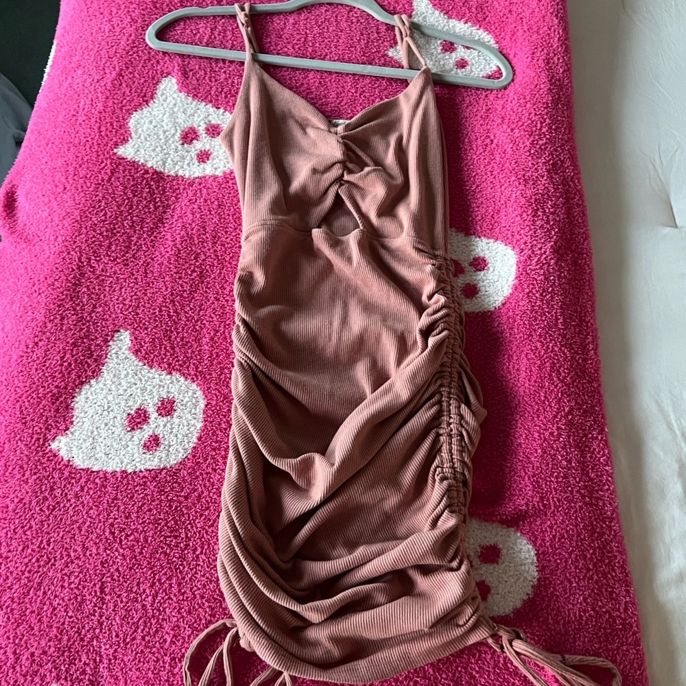Ruched Pink Sleeveless Dress